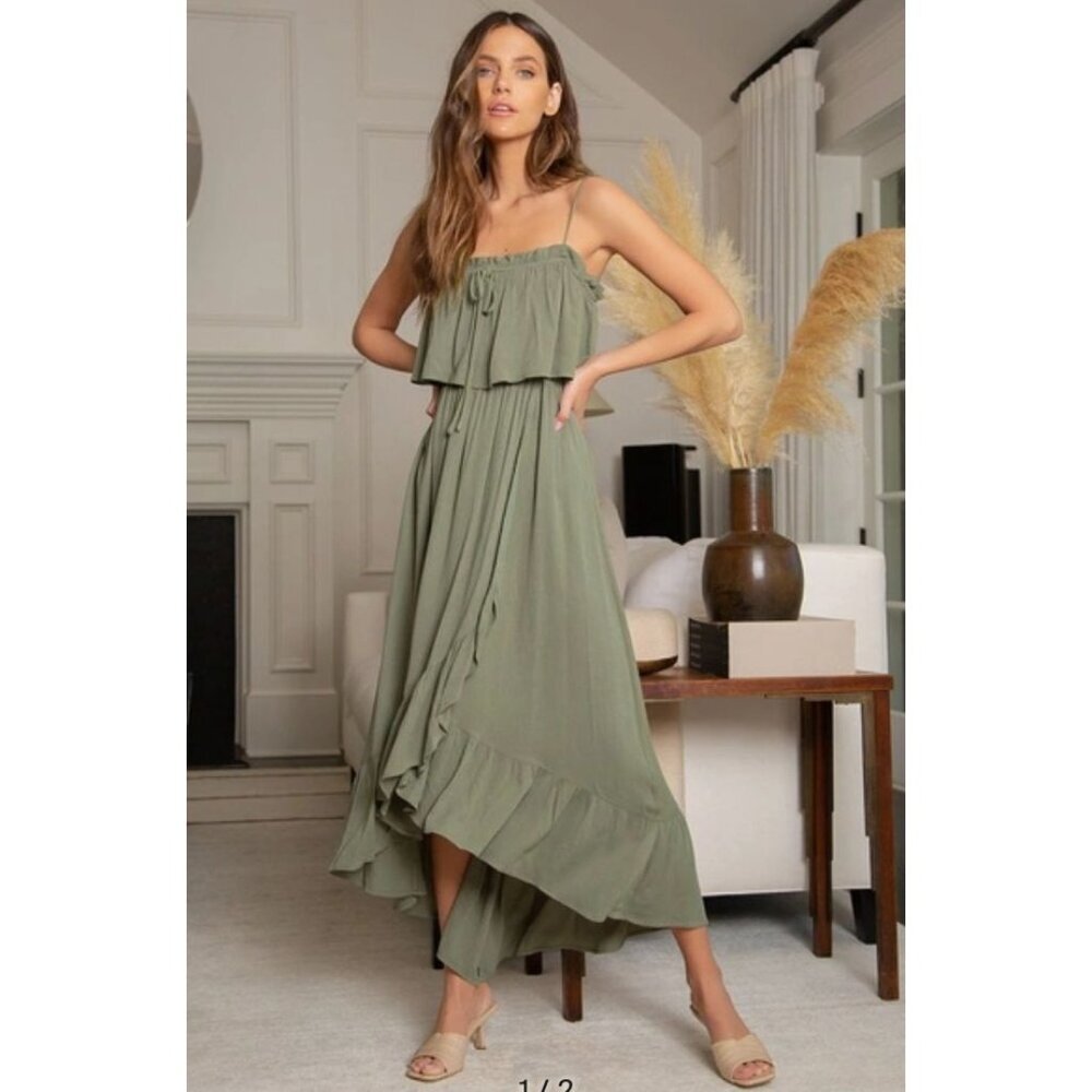 Lulu's Olive Green Midi Dress